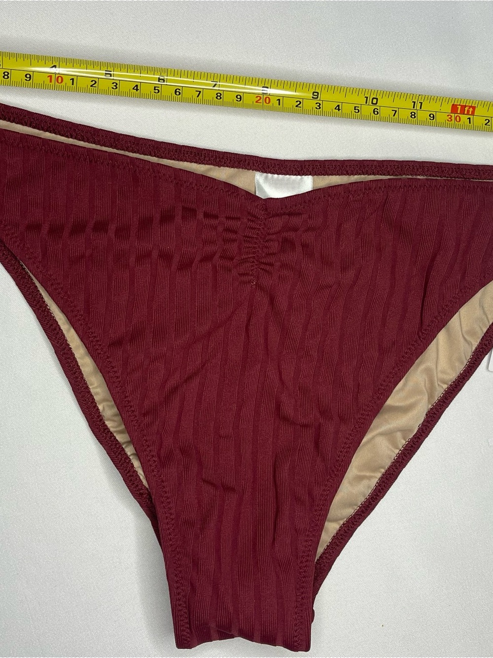Shade & Shore Women's Ribbed Burgundy Bikini Bottoms